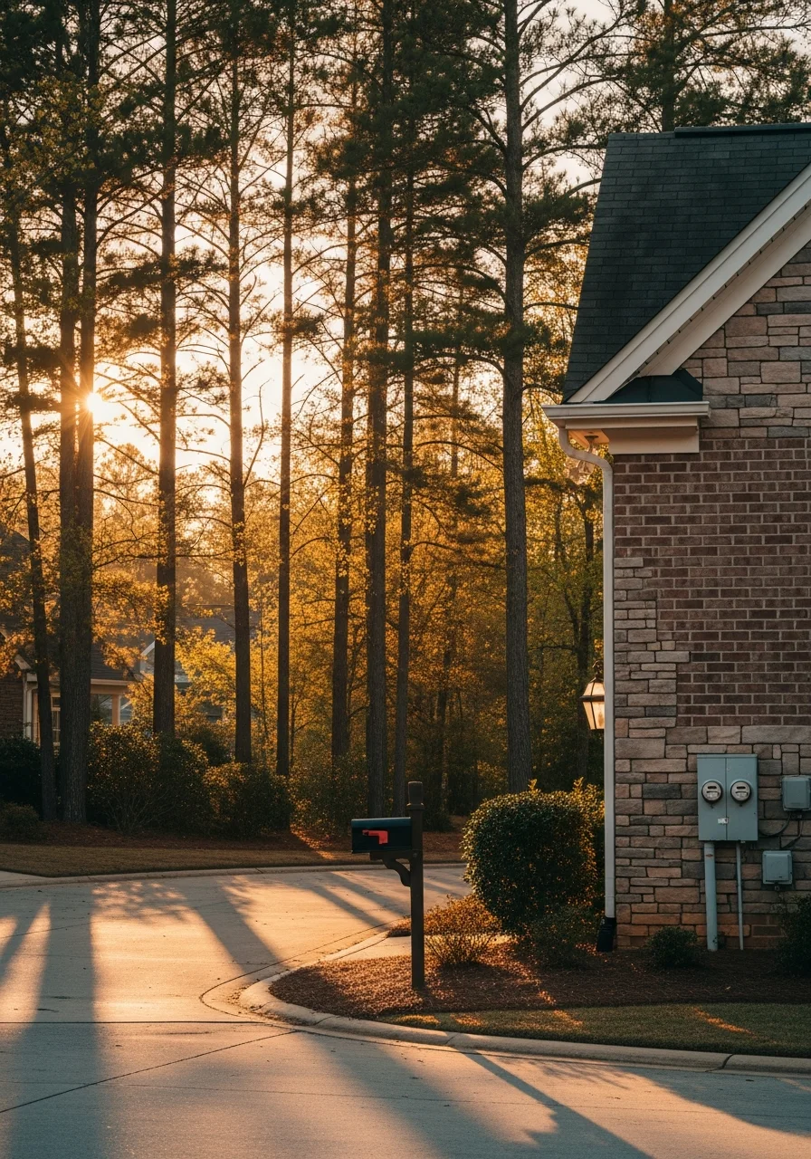 Pinehurst or Aberdeen home exterior showing quality construction and neighborhood character.